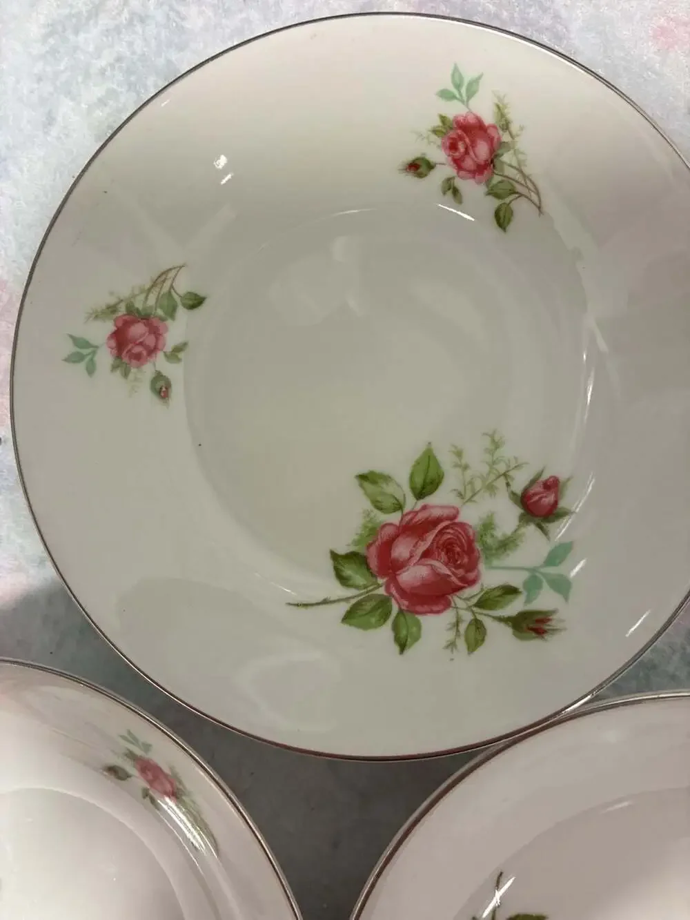 Alka Bavaria Moss Rose Vintage Porcelain Bowls Set of 3